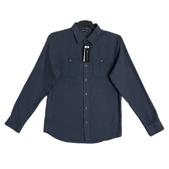 Travis Mathew Men's Medium Cloud Collection Flannel Shirt Blue Heather NEW - Picture 2 of 12